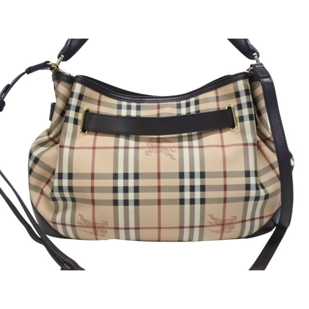 BURBERRY Nova Check Handbag Beige Tan Brown Leather Shoulder Bag - Picture 3 of 8